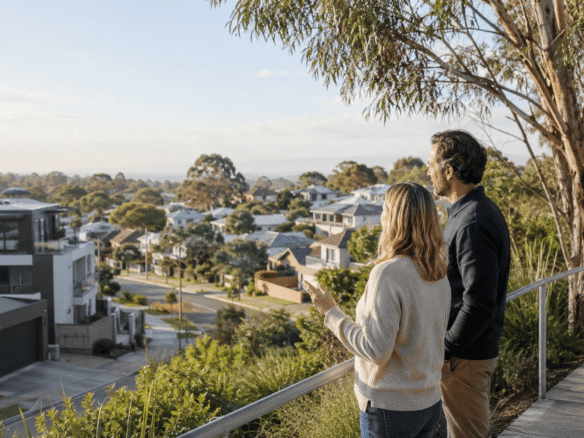 Australian homeowners in a suburban residential property market