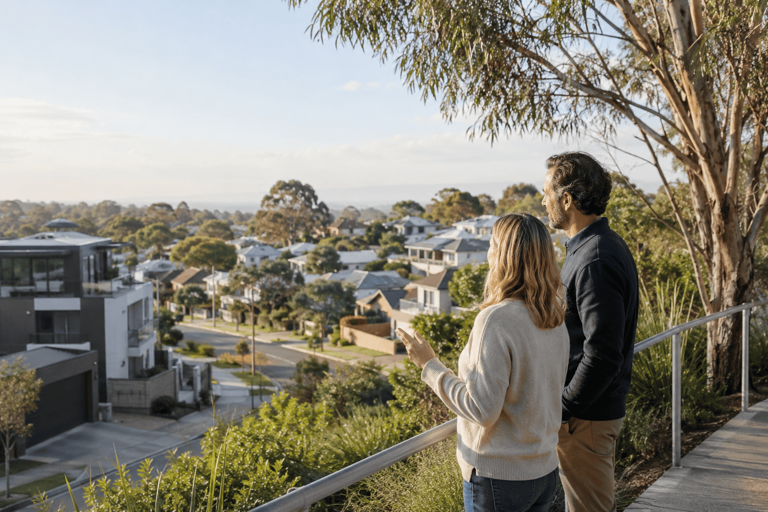 Australian homeowners in a suburban residential property market