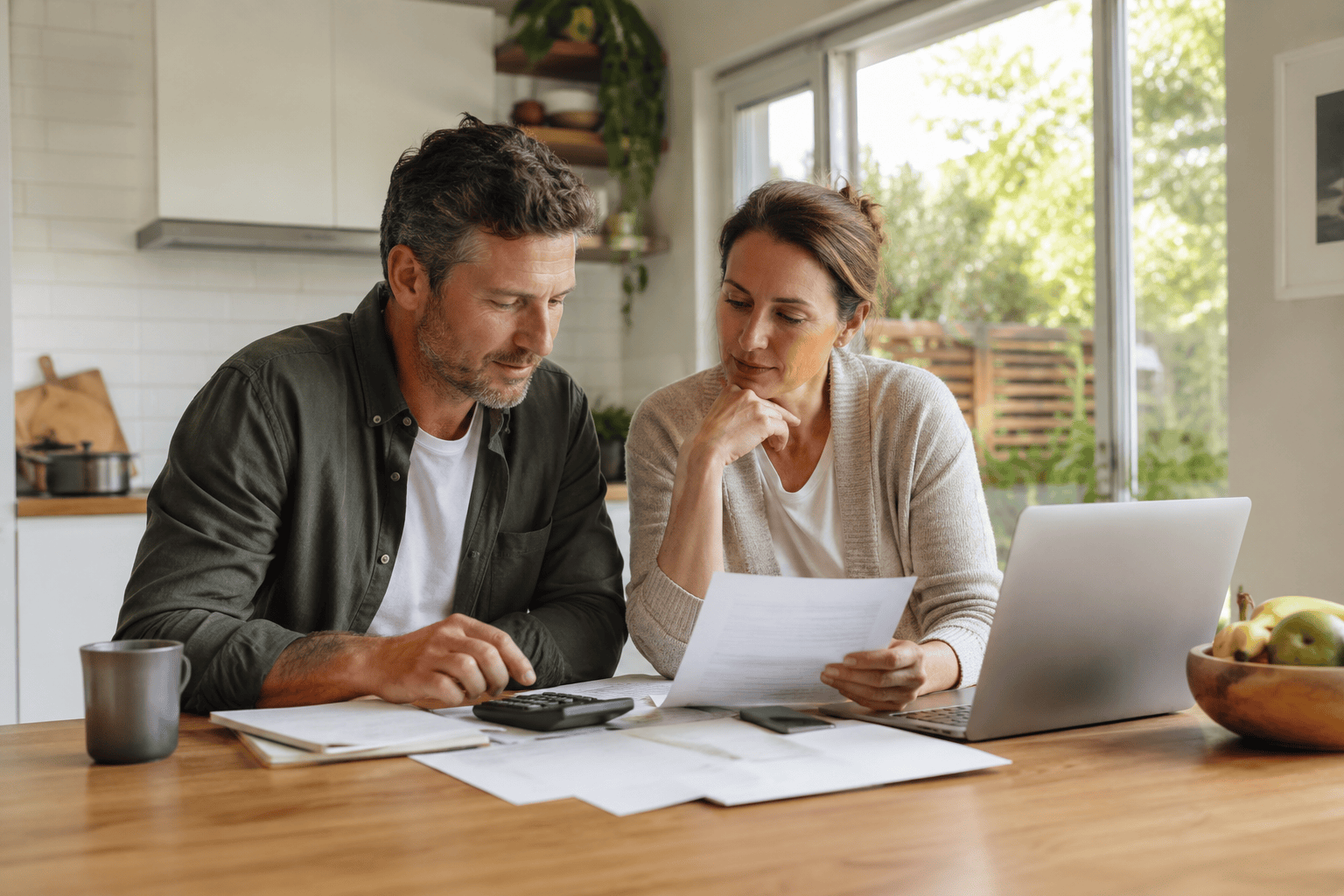 Australian homeowners reviewing their mortgage repayments at home